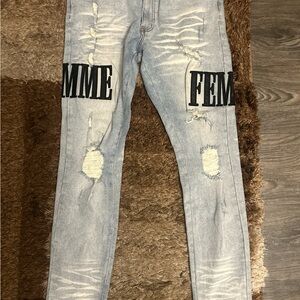 Trendy Light Blue Distressed Skinny Jeans